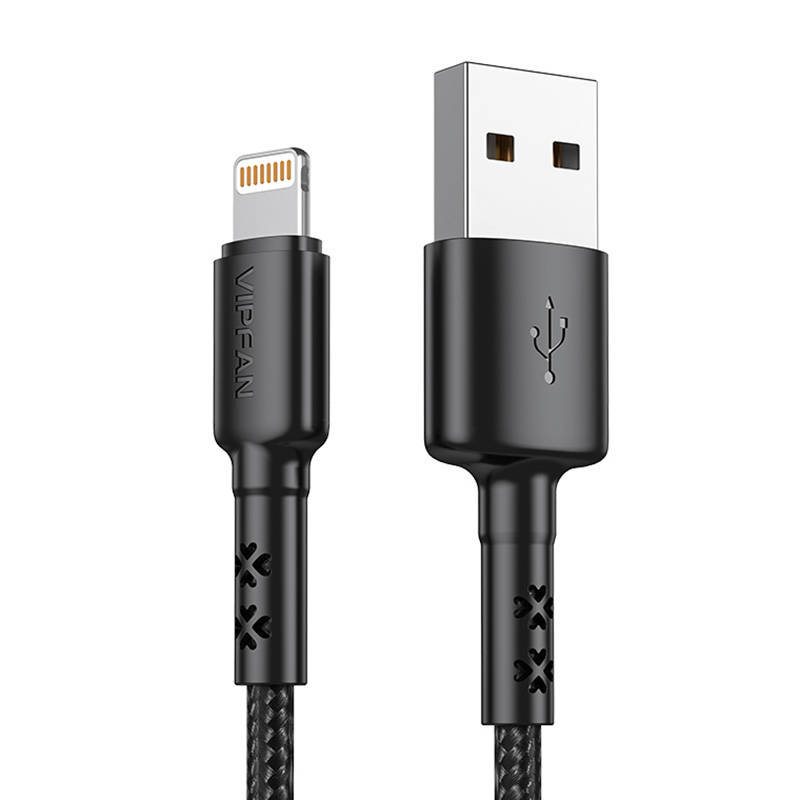 Kabel USB do Lightning Vipfan X02, 3A, 1.8m czarny