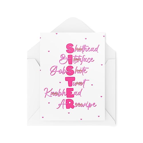 Śmieszna kartka dla siostry - S I S T E R - kartki urodzinowe dla siostry - kartki urodzinowe dla rodzeństwa - kartka urodzinowa dla rodzeństwa - CBH1700