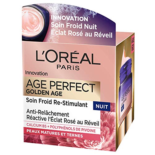 L'Oréal Paris - Age Perfect Golden Age - Care Nuit Rosé Re-Stymulant - Krem na noc przeciw poluzowaniu & Eclat - wzbogacony o rodzime komórki piwonii i wapnia/witaminę B3-50 ml