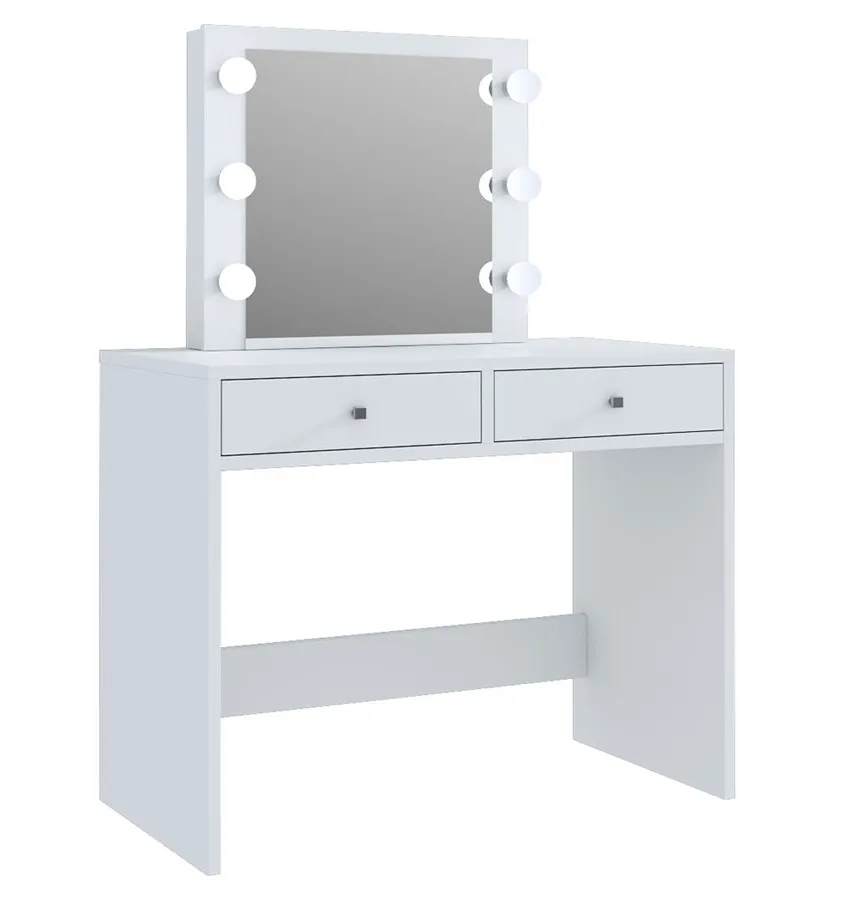 Biała toaletka z lustrem i lampkami led T2-Z21