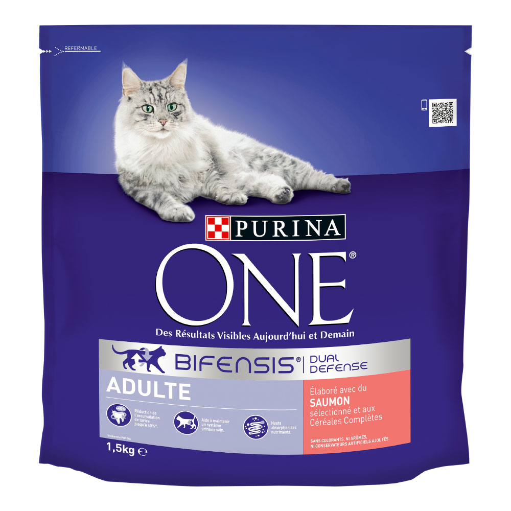 PURINA ONE Adult Łosoś, pełnoziarniste płatki zbożowe dla kotów - 4 x 1,5 kg