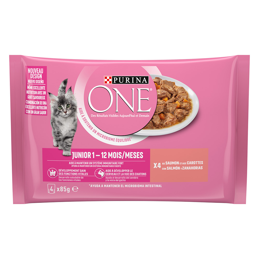 Purina One Junior 12 x 85 g Economy Pack - Łosoś z marchewką