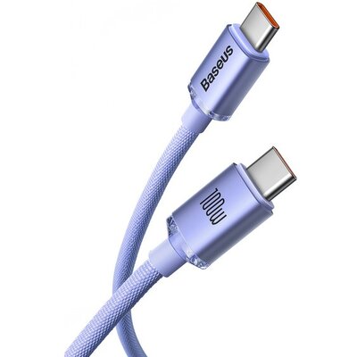 Baseus Crystal Shine Series kabel przewód USB do szybkiego ładowania i transferu danych USB Typ C - USB Typ C 100W 2m fioletowy (CAJY000705) CAJY000705