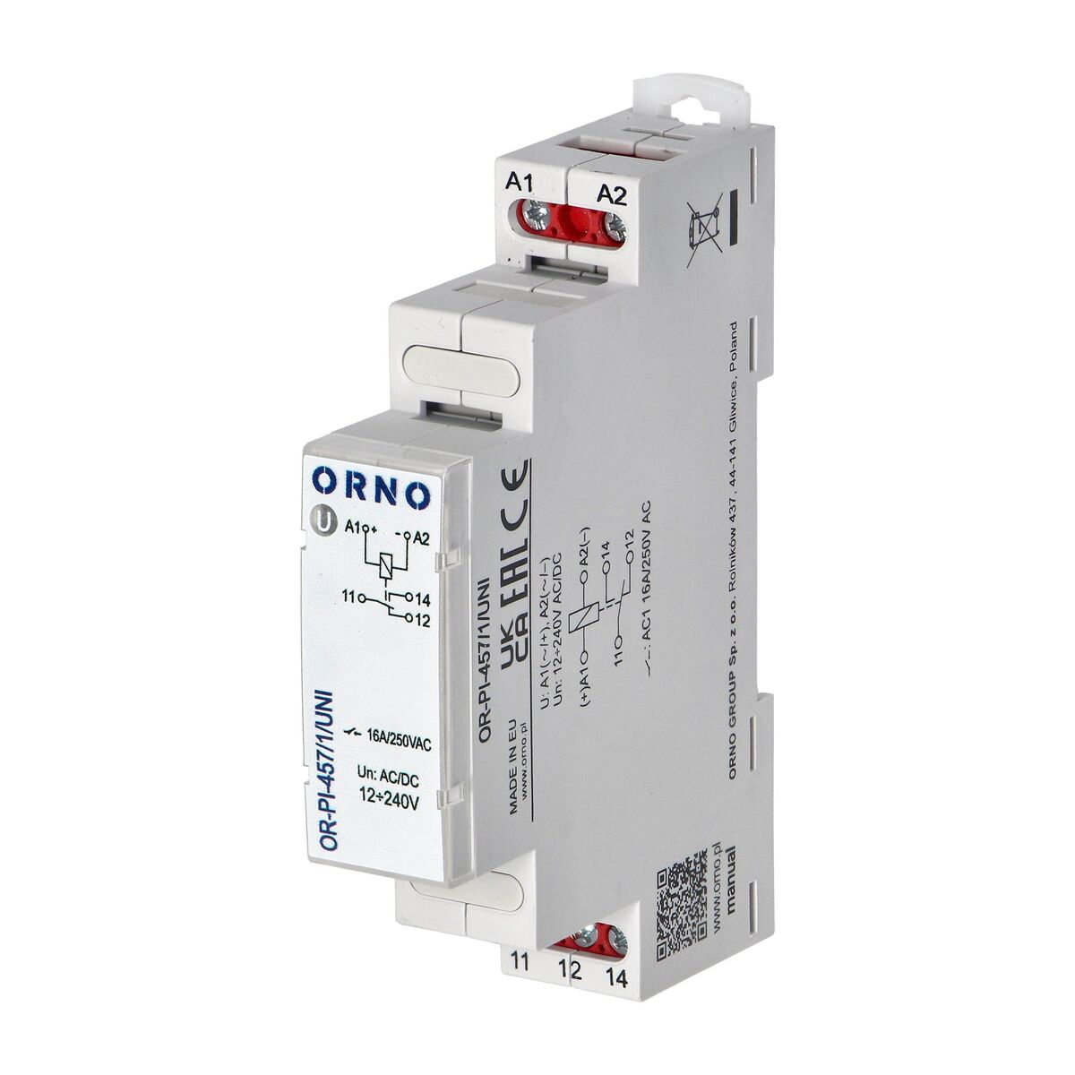 Przekaźnik instalacyjny 1P 16A 12-230VUC OR-PI-457/1/UNI ORNO
