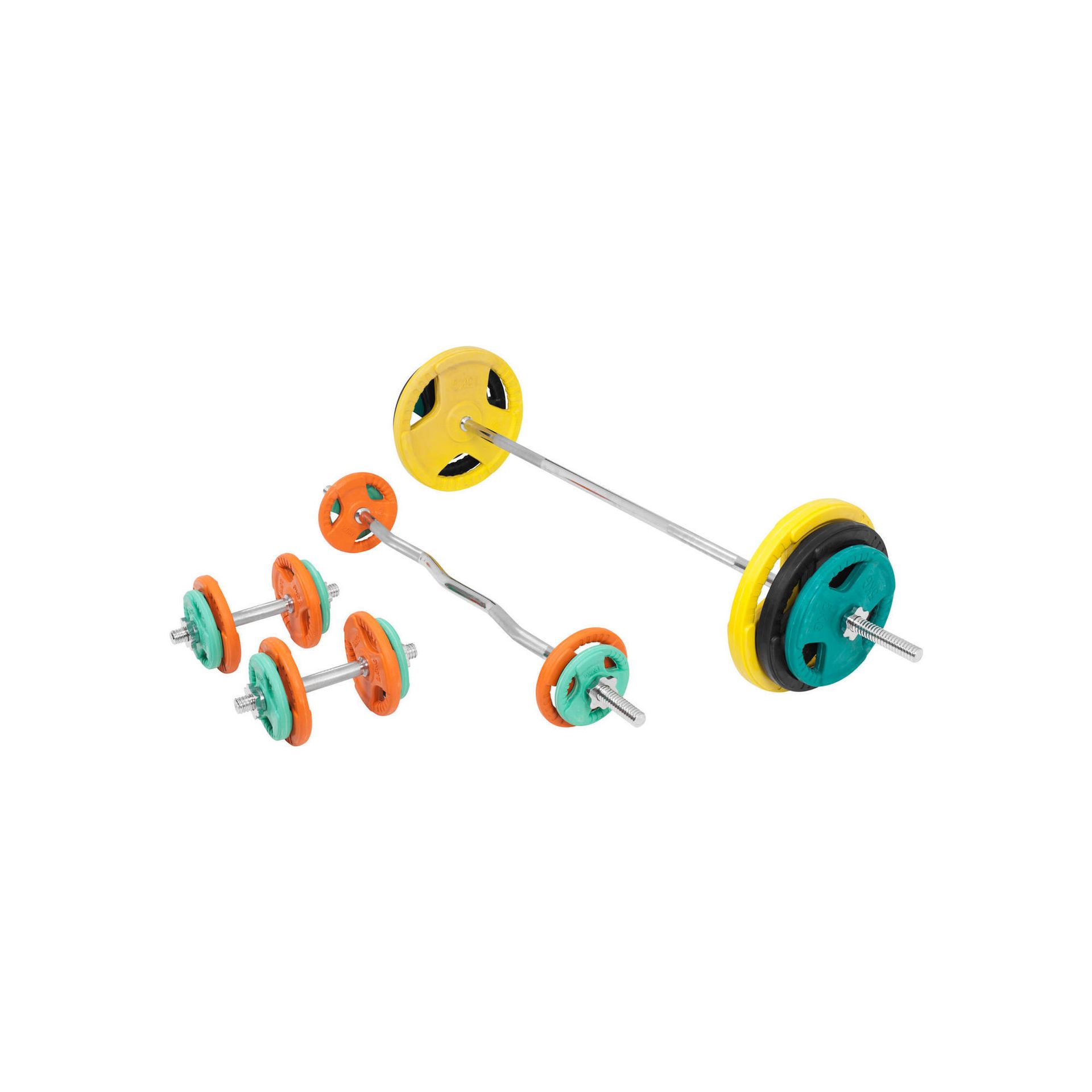 Gorilla Sports Zestaw gryfy obciążenia gumowane z uchwytem 103kg (100766-00009-0049)