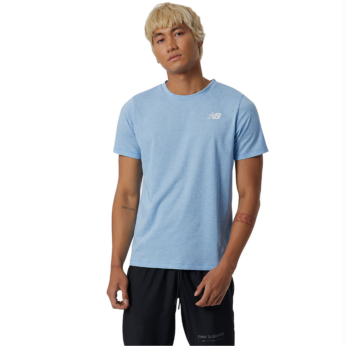 New Balance Heathertech Tee MT11070SB8 męski t-shirt niebieski