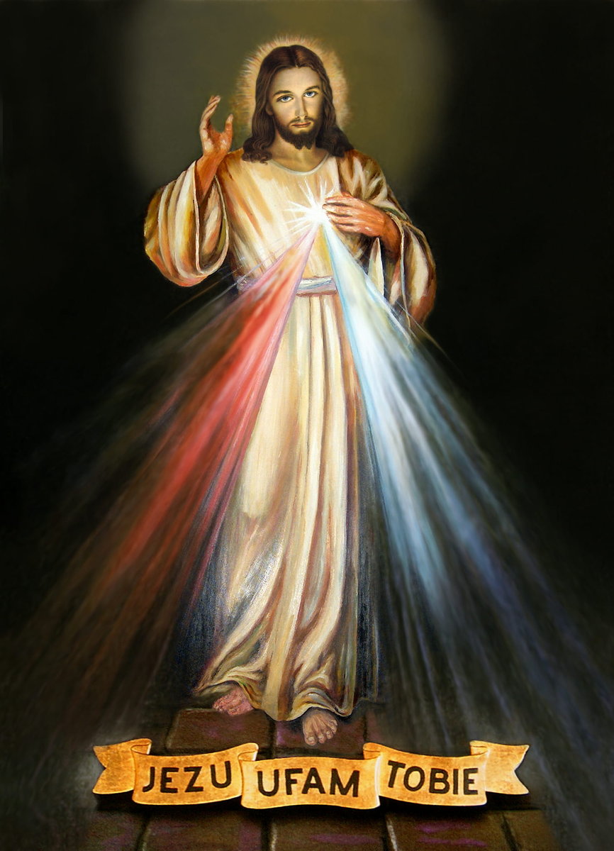 Diamentowa mozaika obraz do wyklejenia diamentowa wyklejanka wyklejany obraz Jezus Miłosierny JEZU UFAM TOBIE Chrystus zestaw DIY diamond painting