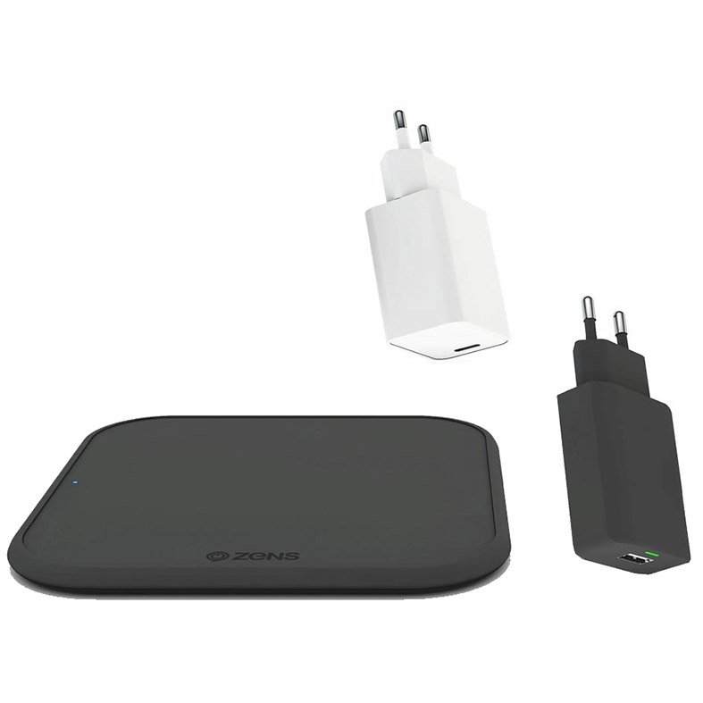 Zens Bezprzewodowa ładowarka Starter Kit Single Wireless 10W QC 3.0 + USB-C PD 18 W adaptér ZESC12BPD) Czarna