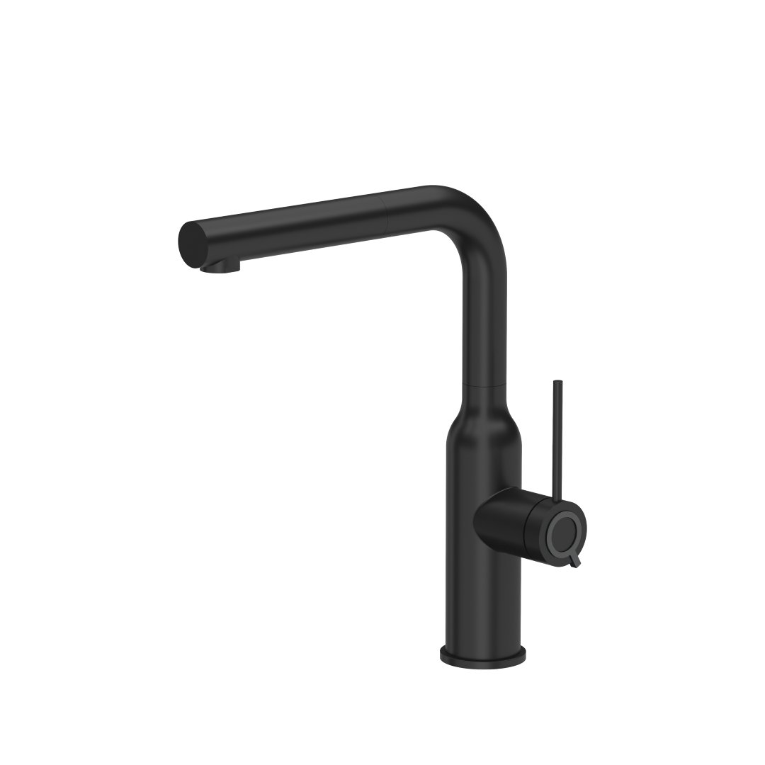 QUADRON Bateria zlewozmywakowa stalowa ANGELINA Q LINE Very Black z wyciąganą wylewką kolor czarny mat 357250_BLMQS
