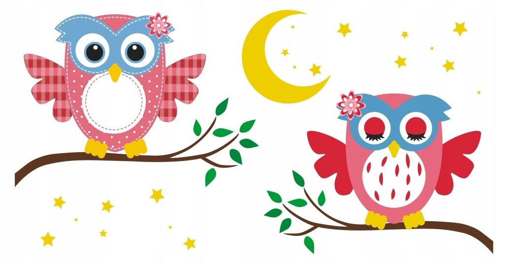 Naklejki ścienne dla dzieci zestaw 120cm Sowy Sówki 335