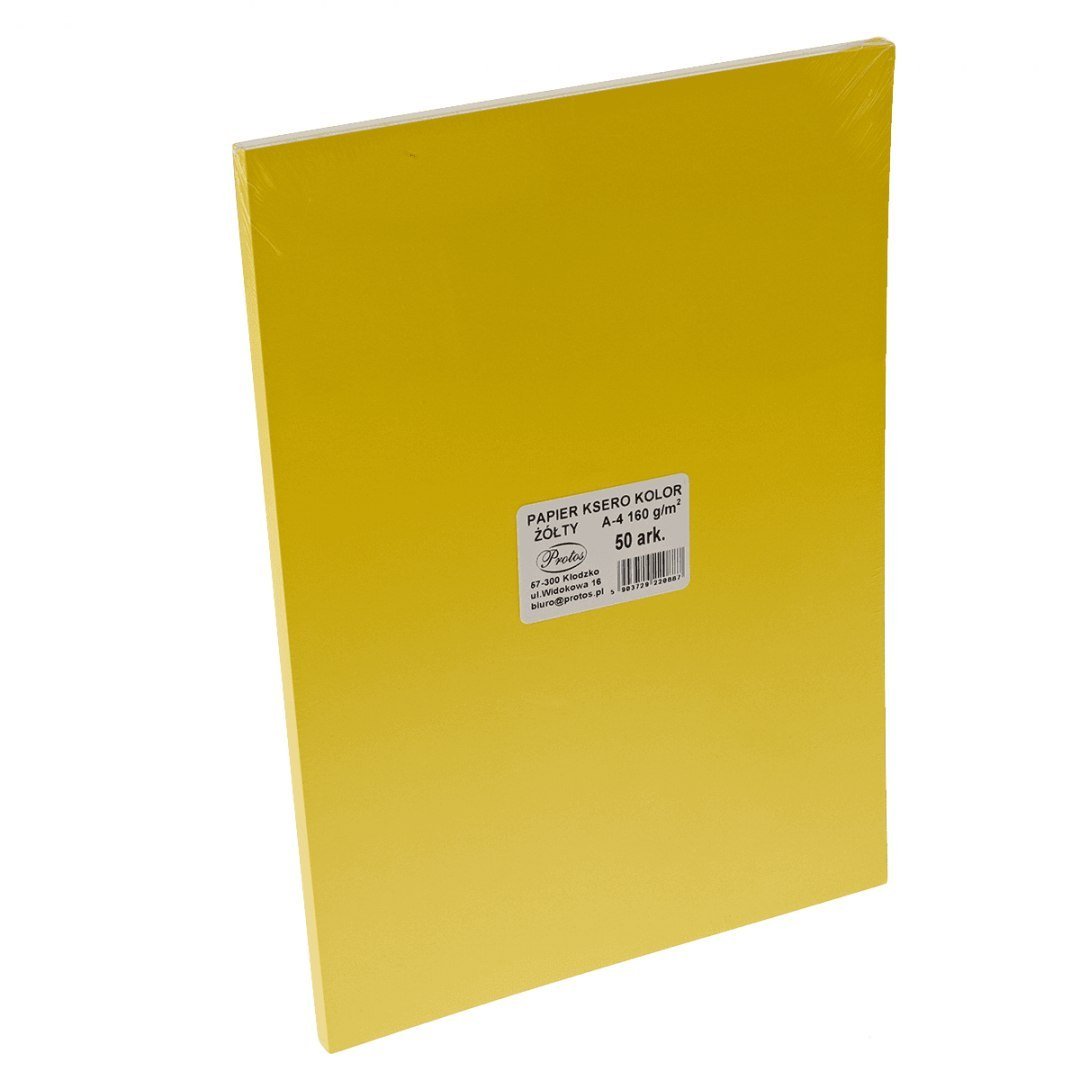 . Papier kolorowy Protos A4 żółty 160g 50 ark