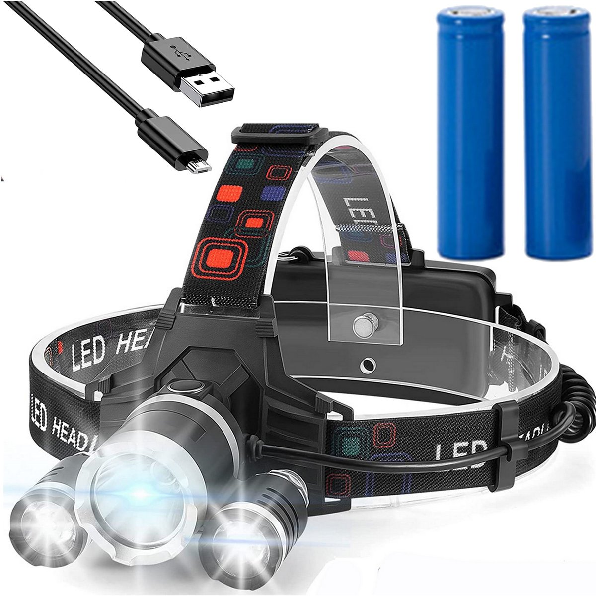 Latarka czołowa czołówka mocna Kabel Usb