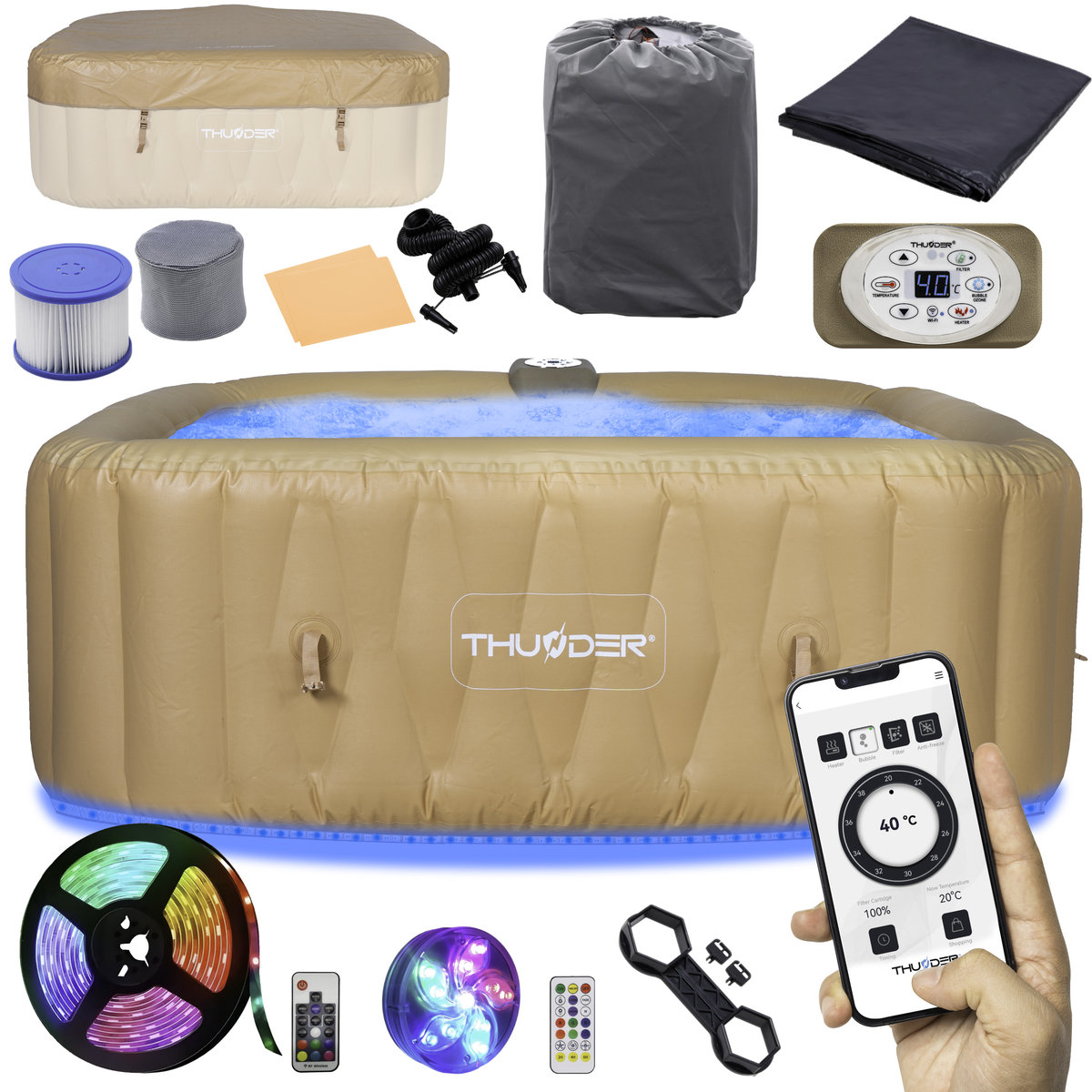 Basen z hydromasażem 6-osobowy jacuzzi THUNDER FRAPPE