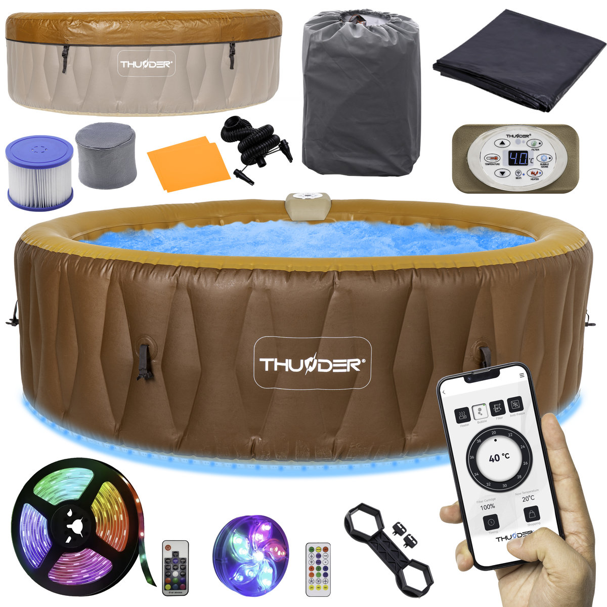 Basen z hydromasażem 6-osobowy jacuzzi THUNDER MOCHA