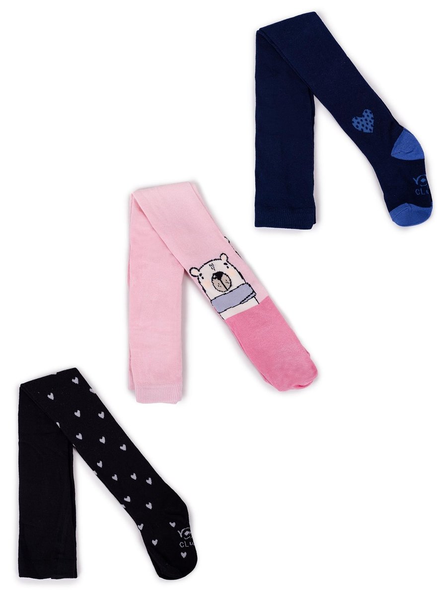 Rajstopy dziewczęce bawełniane we wzory 3PAK 116-122 YOCLUB