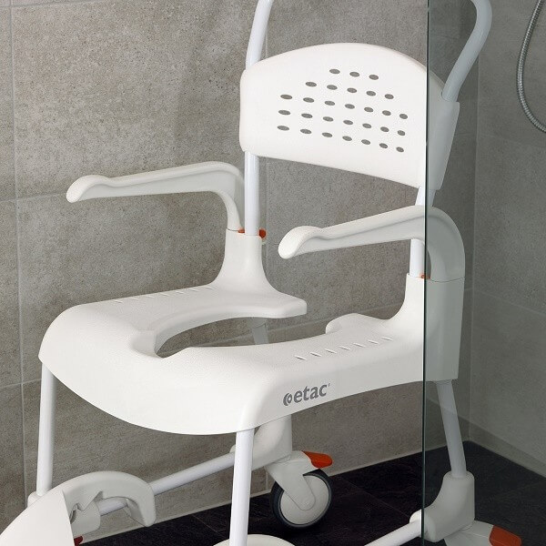 Wytrzymały wózek toaletowo-prysznicowy ETAC CLEAN : Blokada kół - 4 szt., Wysokość siedziska - 55 cm