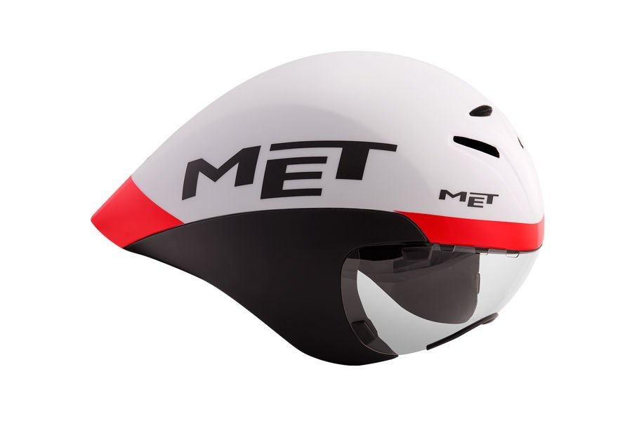 MET Kask rowerowy MET Drone biało-czarno-czerwony (Rozmiar:: L (58-62 cm))