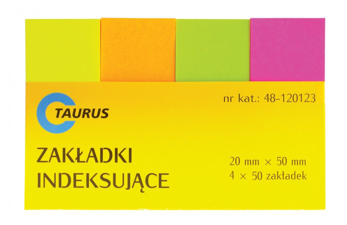 TAURUS Zakładki indeksujące 20x50/50 4kol neon TU1107
