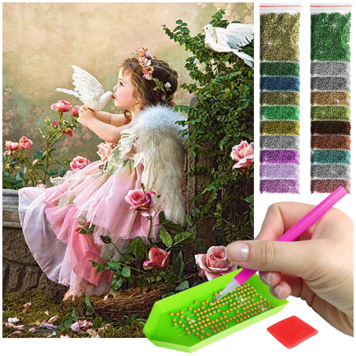 Haft Diamentowy ARTULIO, Obraz DIY 5D, Diamond Painting, Mozaika Diamentowa 30X40cm (Dziewczyna w naturze) + Zestaw Akcesoriów
