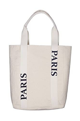 NEW HOPE Damska torba z bawełny z napisem Paris Shopper, mleczna, Milk