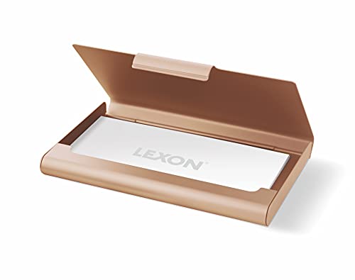 Lexon Card Box, brązowy kieszonkowy etui na karty, Złoto, petit