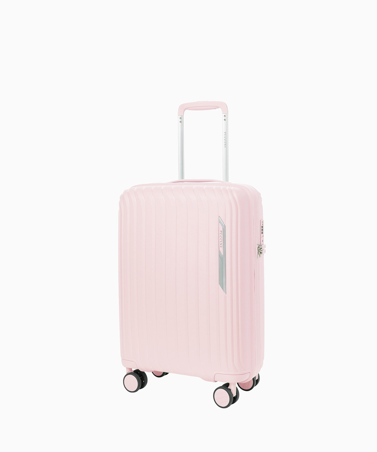 PUCCINI Kabinowa walizka z polipropylenu ze żłobieniami różowa