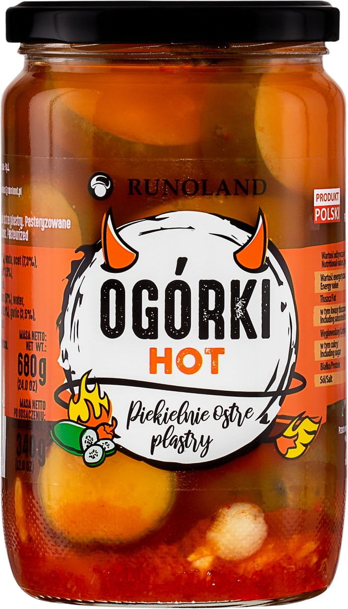 Runoland Ogórki Ostre Hot Plastry 680g
