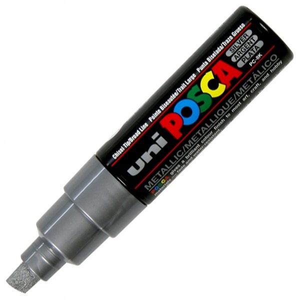 Uni Marker plakatowy 0.8mm srebrny ścięty Posca PC8K