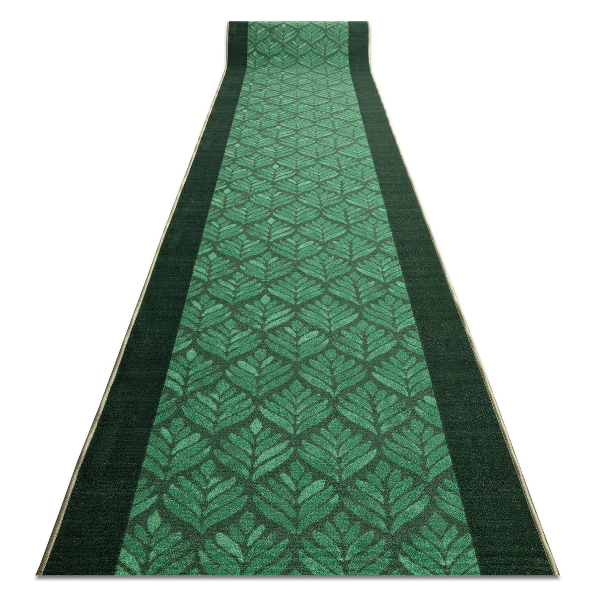 CHODNIK PODGUMOWANY LIŚCIE zieleń 57cm, 57x1300 cm