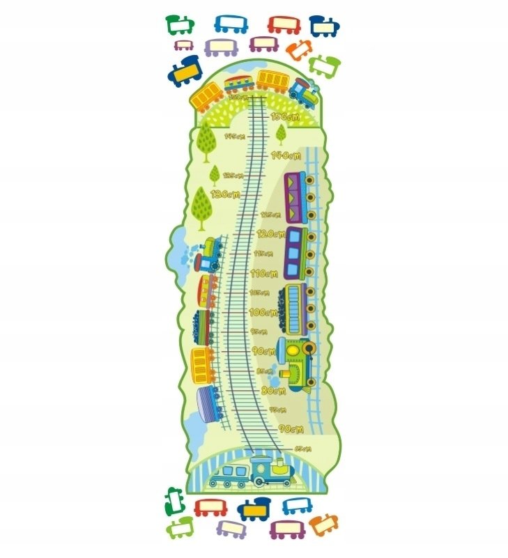 Naklejka dla dzieci - Miarka Wzrostu - POCIĄGI