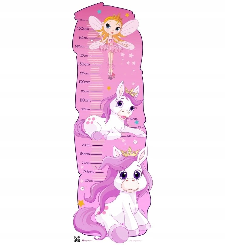 Naklejka dla dzieci - Miarka Wzrostu - Kucyki