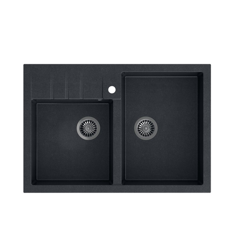 QUADRON Zlew BILL 120 black diamond + syfon INOX
