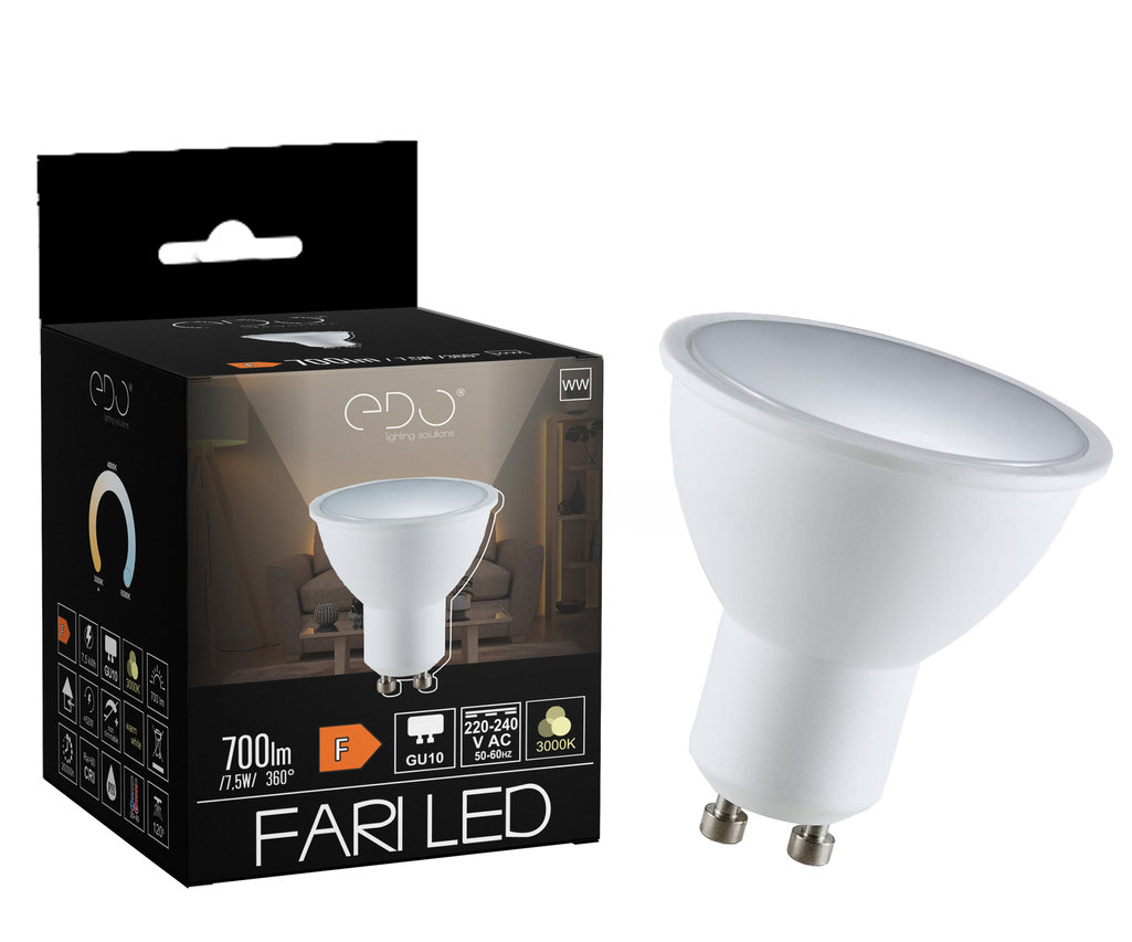 Żarówka FARI LED GU10 7,5W 3000K ciepła WW 700lm 120st EDO777434 Edo Solutions