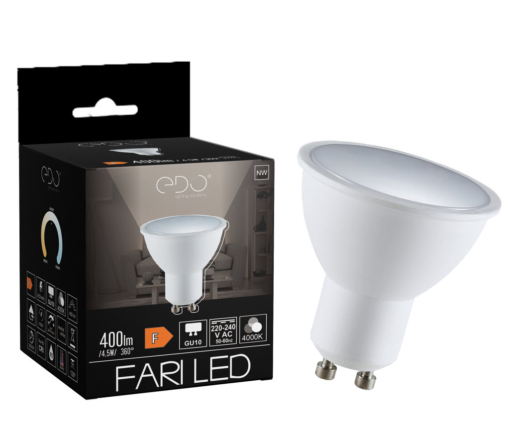Żarówka FARI LED GU10 4,5W 4000K neutralna NW 400lm 120st EDO777438 Edo Solutions