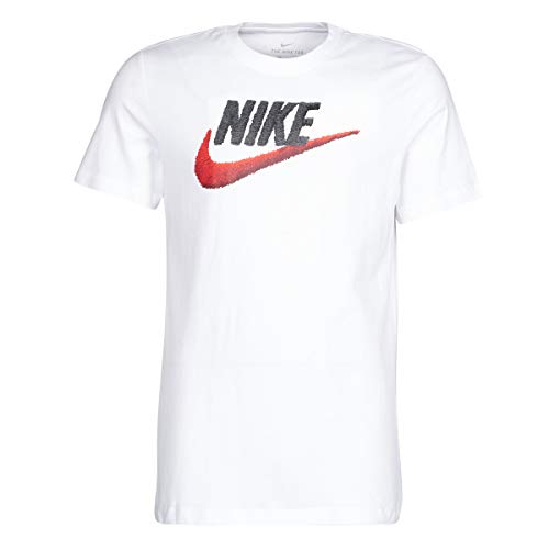 Nike Męski T-shirt M Nsw Tee Brand Mark biały biały/czarny/(Habanero Red) XXL