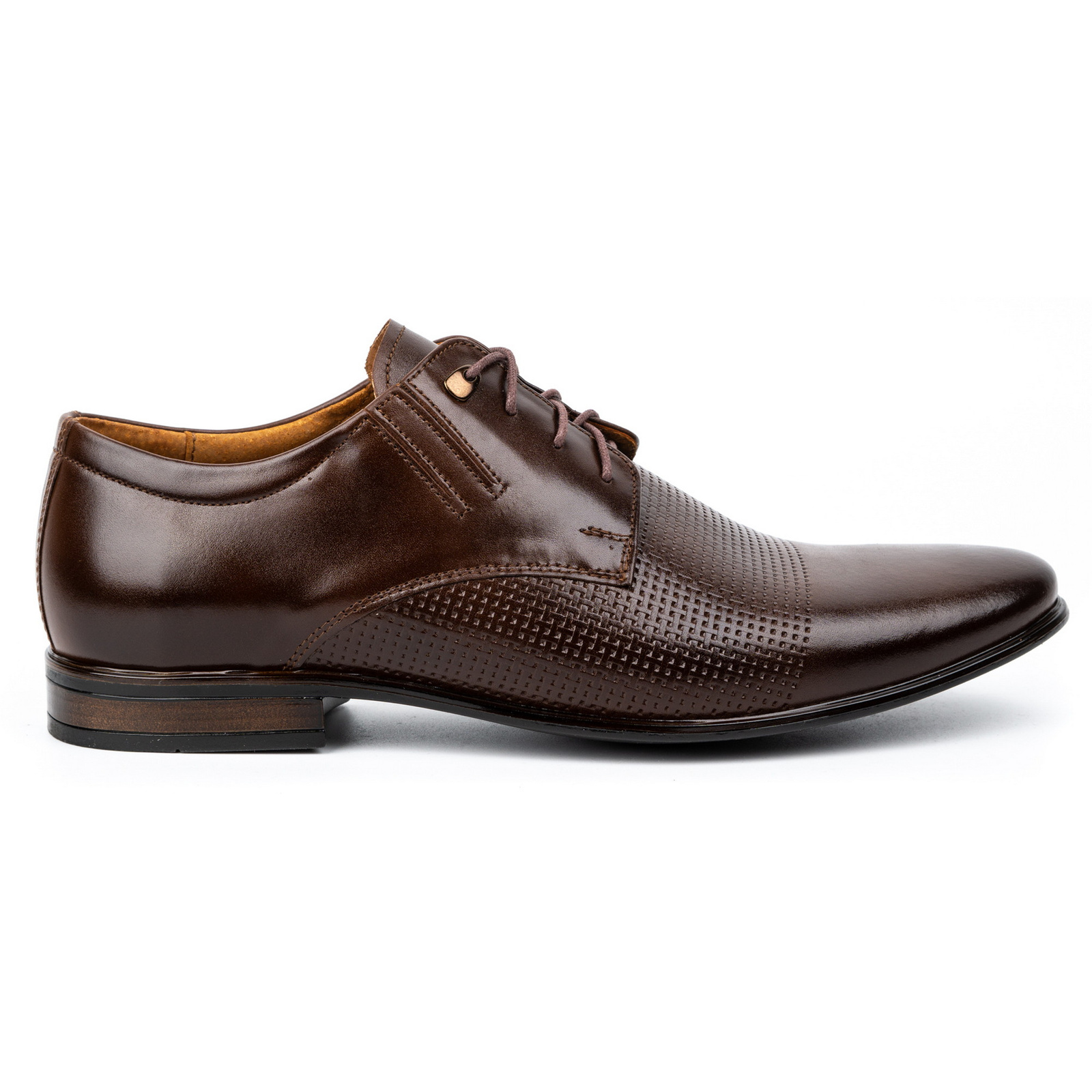 Buty męskie skórzane wizytowe 482 ciemny brąz - Buty Olivier