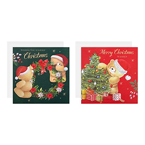 Hallmark Charytatywne kartki świąteczne - opakowanie 16 w 2 świąteczne wzory Forever Friends