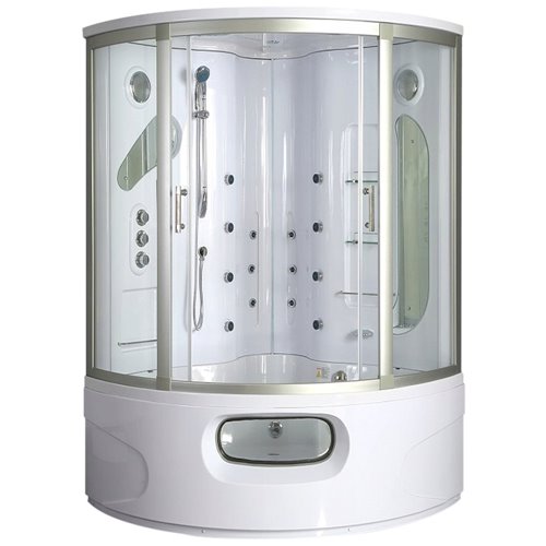 Duża wanno kabina Spa z hydromasażem + sauna parowa 155x155 cm MO-0543