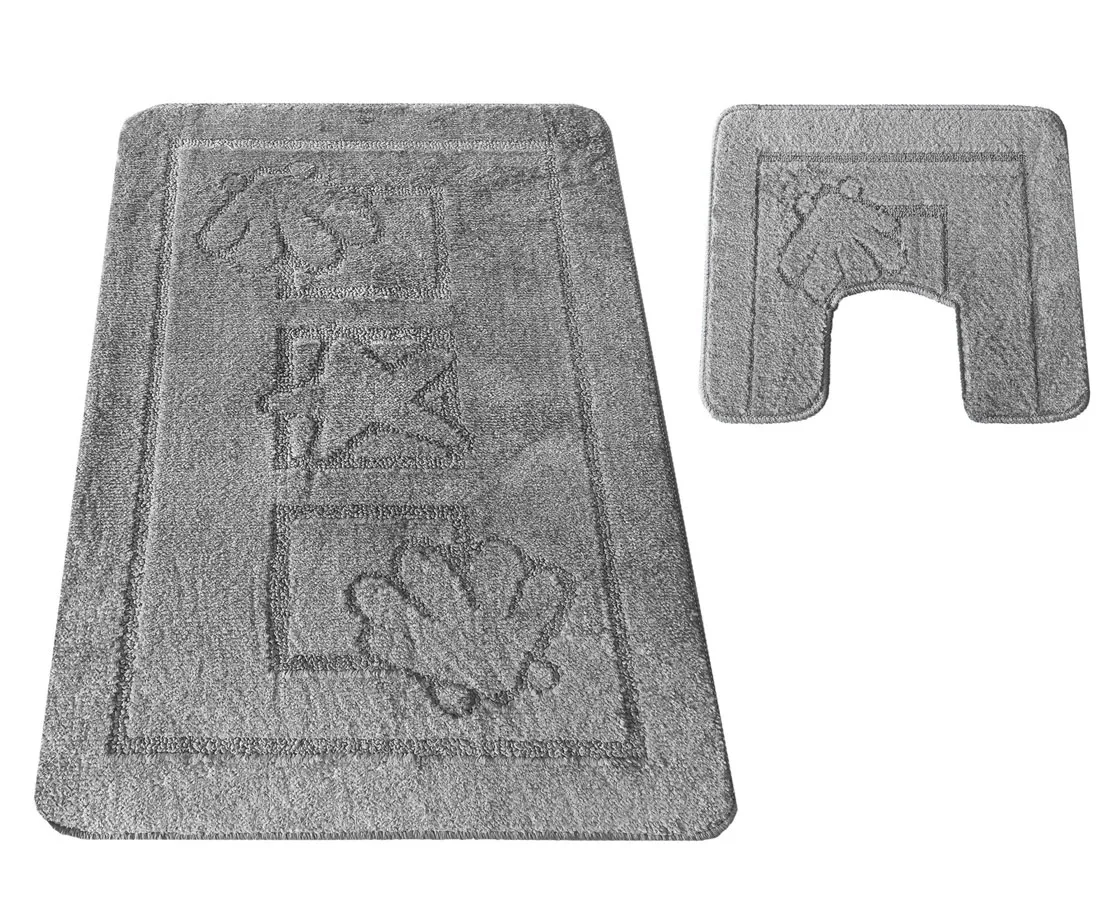 Komplet szarych chodniczków łazienkowych R3-D61