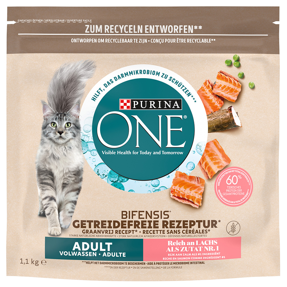 Purina ONE Grain Free Adult, łosoś, bez zbóż - 1,1 kg