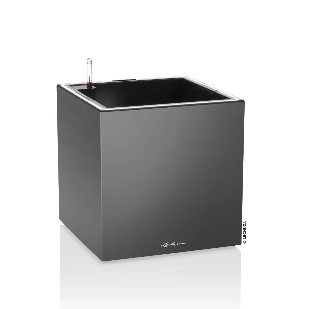 Donica Lechuza CANTO Premium Kostka 40 LED antracyt metalik