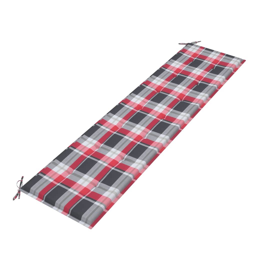 vidaXL Poduszka na ławkę ogrodową czerwona krata 200x50x4cm tkanina  314102