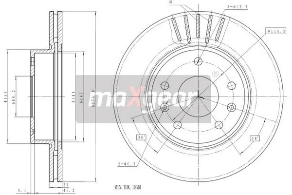 MAXGEAR Tarcza hamulcowa 19-1830
