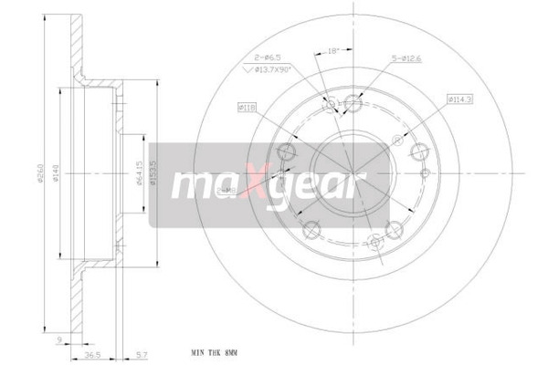 MAXGEAR Tarcza hamulcowa 19-1854