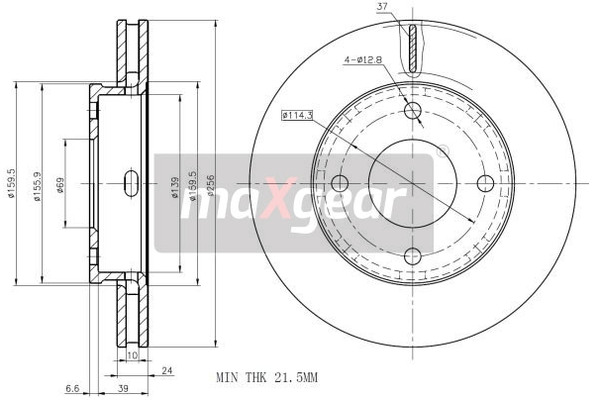 MAXGEAR Tarcza hamulcowa 19-1857
