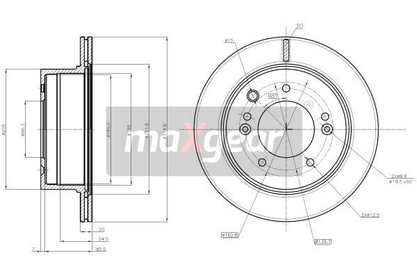 MAXGEAR Tarcza hamulcowa 19-1865