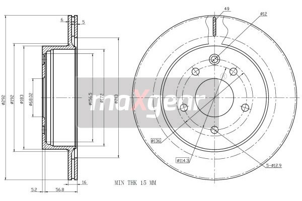 MAXGEAR Tarcza hamulcowa 19-1873