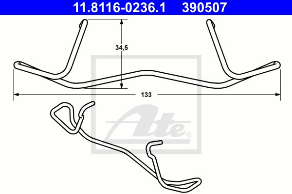 ATE ZESTAW INSTALACYJNY KLOCKA HAMULCOWEGO 11.8116-0236.1 VOLVO XC70 2.4 D5 AWD 05-07