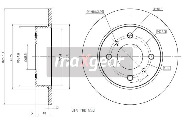 MAXGEAR Tarcza hamulcowa 19-0958