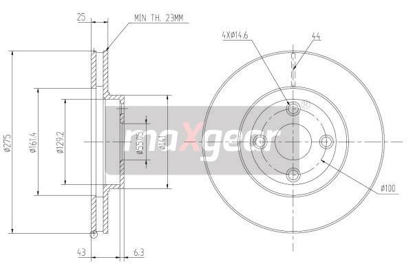 MAXGEAR Tarcza hamulcowa 19-0966